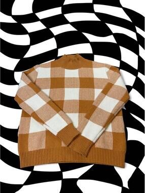 Callahan Knitwear Brown and Cream Checkered Sweater